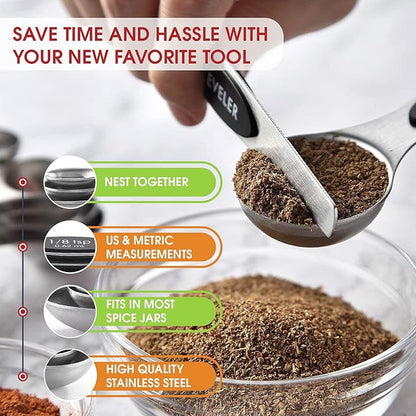 Spring Chef Stainless Steel Magnetic Measuring Spoons Set of 8 - Image 5