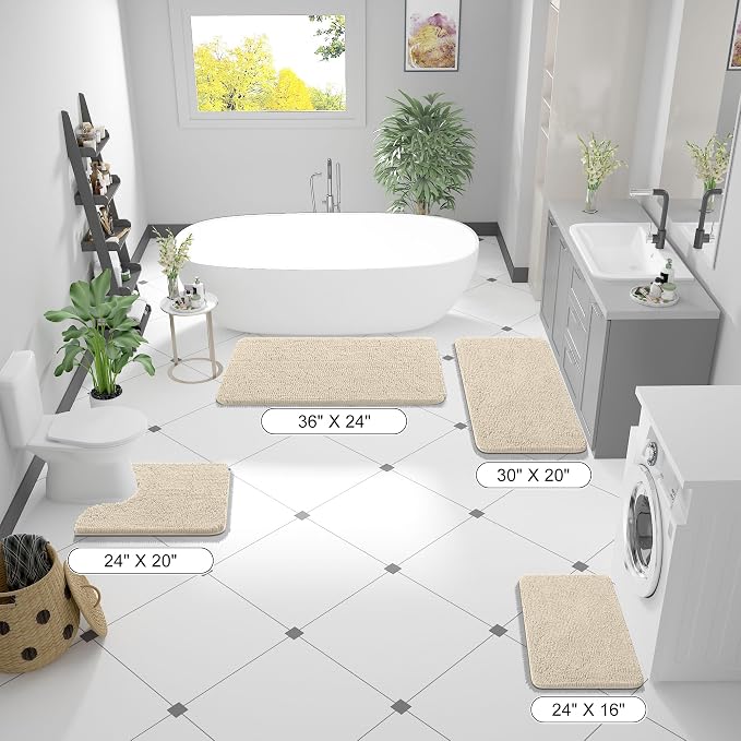 OLANLY Bathroom Rugs 30x20, Extra Soft Absorbent Chenille Bath Rugs, Rubber - Image 2