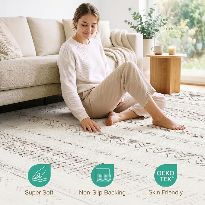 cotiled 5x7 Area Rugs Living Room Rug: Washable Boho Rugs - Image 4
