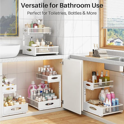 Under Sink Organizer, 2 Tier Pull Out Under Cabinet Organizer Shelf - Image 9