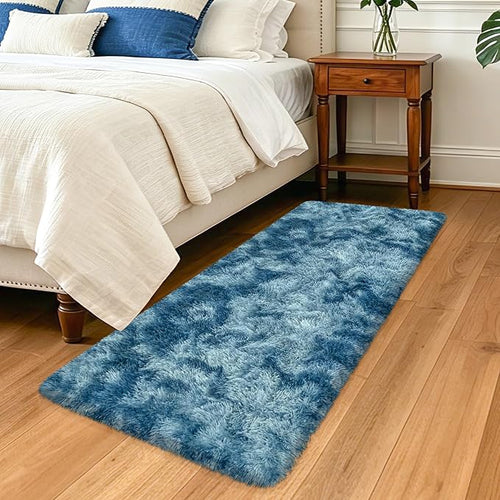 2x5 Feet Soft Fluffy Blue Runner Rug by TENNOLA