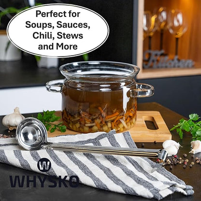 Whysko Soup Ladle Stainless Steel, 2 oz Metal Ladle Spoon, Rustproof Heat - Image 3