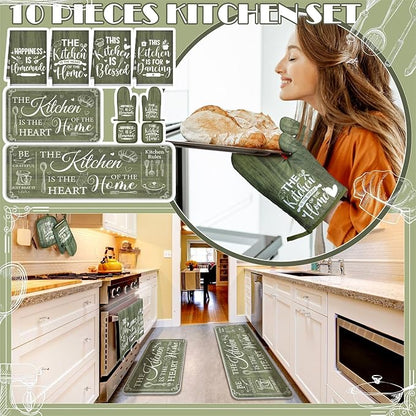 Fourluoo 10 Pcs Farmhouse Kitchen Decor and Accessories Set 4 Kitchen Towels 2 - Image 2