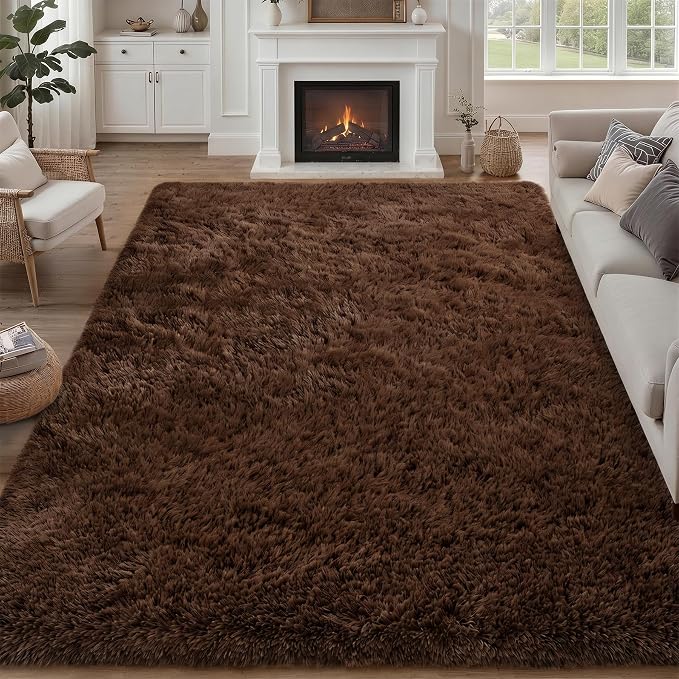 8x10 Area Rugs for Living Room Bedroom: Ultra Soft Fluffy Shag Rug Upgrade by Luxturiy