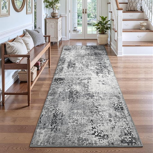 2x7 Grey Rug Runners for Hallways Kitchen Runner Rug Non Slip Washable Black by OmpaaHomeDecor