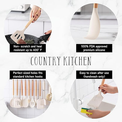 Country Kitchen Non Stick Silicone Utensil Set - Image 2