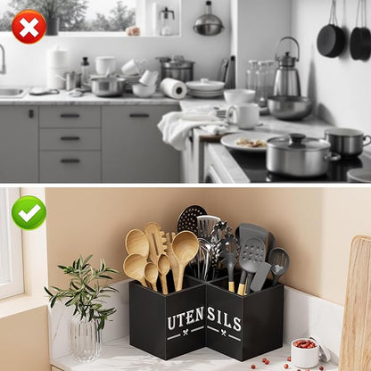 ZUJJAFY Utensil Holder for Kitchen Counter, Corner Kitchen Utensil Holder for - Image 6