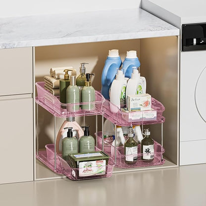 Delamu 2-Tier Under Sink Organizers and Storage, Pull Out Kitchen Pantry - Image 5