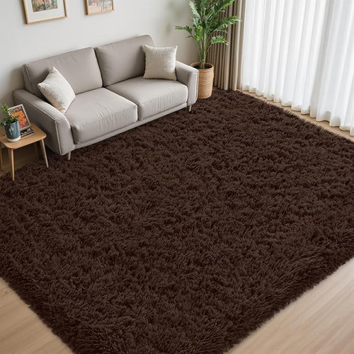 6x9 Area Rugs for Living Room:Ultra Soft Fluffy Shag Brown Rug, Large Fuzzy - Image 2