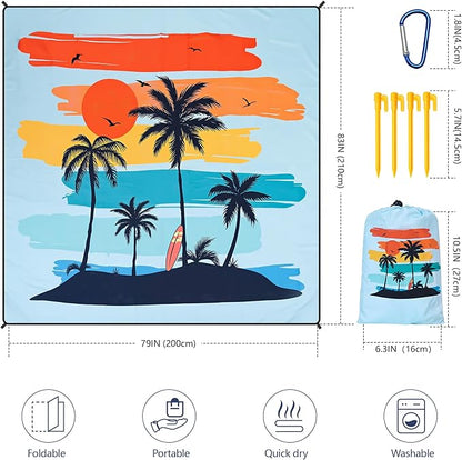 HIHOHO Beach Blanket Waterproof Sandproof Extra Large Beach Mat 79" X - Image 2