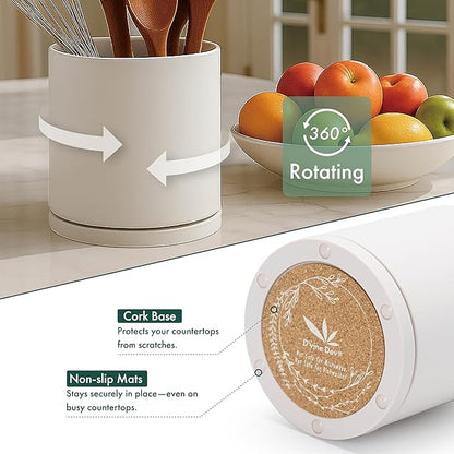 D'vine Dev 360° Rotating Utensil Holder – 5" Kitchen Utensil Crock - Image 4