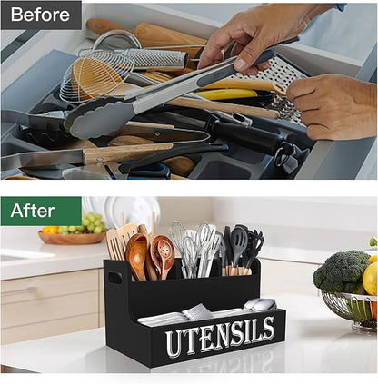 Suli Kitchen Utensils Holder, Wooden Utensil Organizer - Image 3