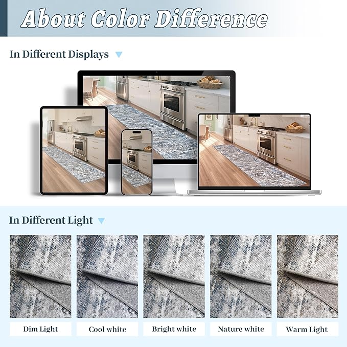 Runners for Hallways Ultra Non-Slip 2x8 Washable Kitchen Rug Abstract Tear and - Image 5