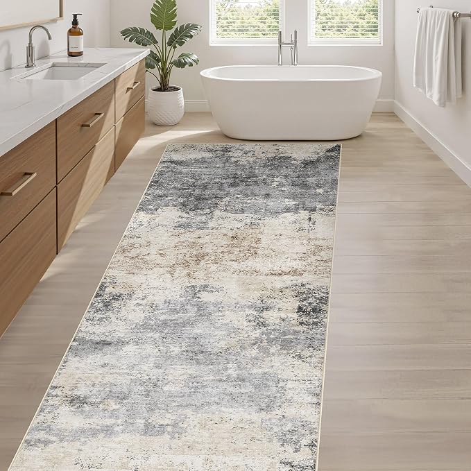 Runner Rug Kitchen Washable Rugs: 3x10 Non-Slip Abstract Soft Modern Stain - Image 5
