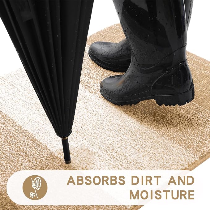 Kitinjoy Indoor Outdoor Door Mat, 30x17 Non-Slip Absorbent Dirt Trapper - Image 2