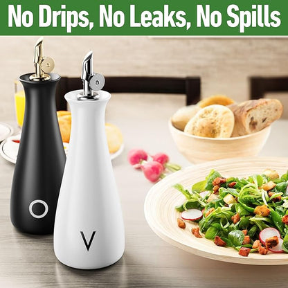 Oil and Vinegar Dispenser Set - 530 ML Capacity Matte Ceramic Leak Proof EVOO & - Image 4