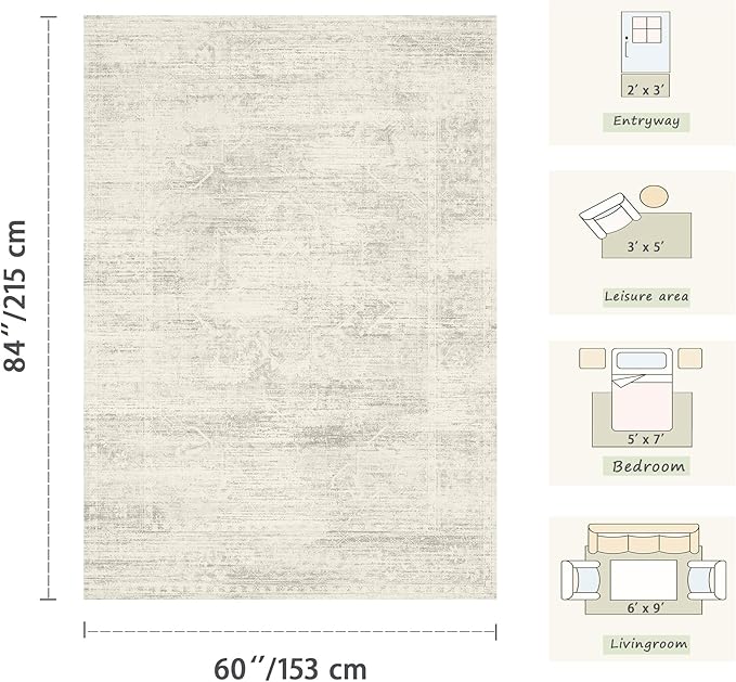 Latte&Fog 9x12 Washable Rugs for Living Room, Large Ivory Area Rugs for Girls - Image 2