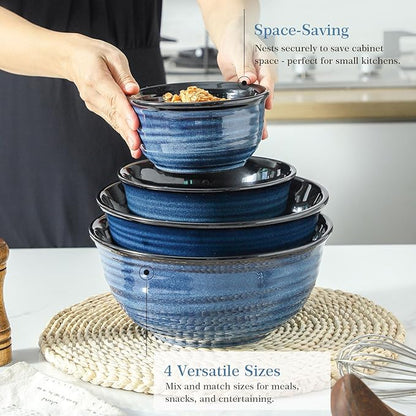 Hasense Mixing Bowls Set, Porcelain Large Salad Bowls - Image 6