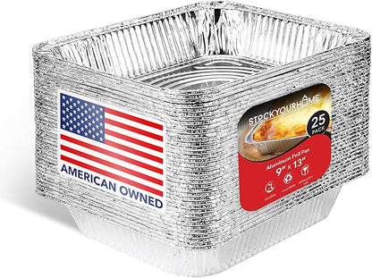 Stock Your Home Aluminum 9x13 Disposable Foil – Half Size Deep Steam Table by StockYourHome