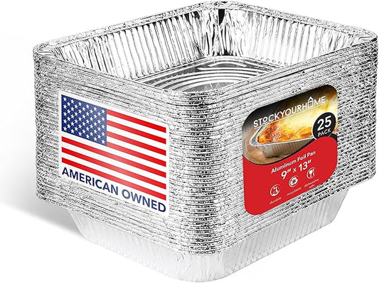 Stock Your Home Aluminum 9x13 Disposable Foil – Half Size Deep Steam Table by StockYourHome