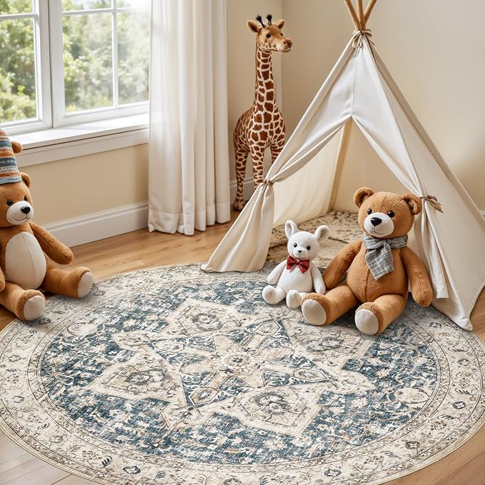 Tortania 7' Round Area Rug Living Room Rugs - Image 3