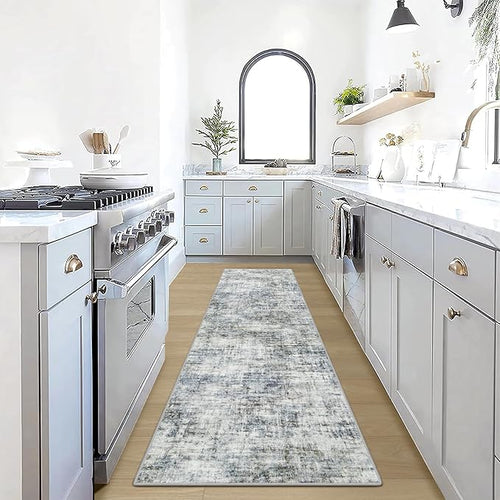 2'6''x8' Runner Rugs Washable Rug: Modern Abstract Hallway Runner Rug Indoor by GENTDRIZZ