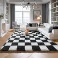 KICMOR 5x7 Rug for Living Room Bedroom, Fluffy Black and White Area Rug Fuzzy by KICMOR