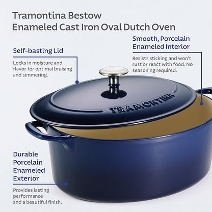 Tramontina Bestow Enameled Cast Iron Oval Dutch Oven Pot - Image 5