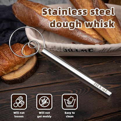 Jillmo Danish Dough Whisk, 12inch Stainless Steel Bread Whisk - Image 7