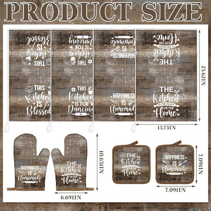 Leinuosen 8 Pcs Kitchen Towels and Oven Mitts Sets Pot Holders Dishcloths Set - Image 3