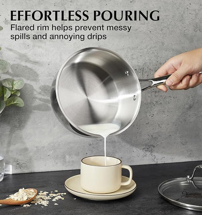 KOCH SYSTEME CS Triply Stainless Steel Saucepan Set, 1QT & 2QT & 3QT Stainless - Image 2