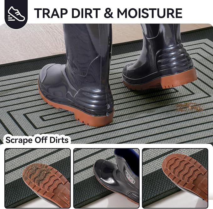 Front Door Mat 24''x35'', Absorbent Dirt Resist Washable Non Slip Low-Profile - Image 3