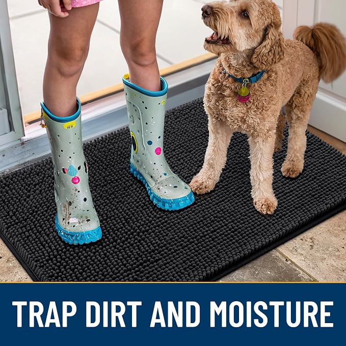Smiry Dog Door Mat for Muddy Paws 44x32, Absorbent Dirt Trapper, Non-Slip - Image 3