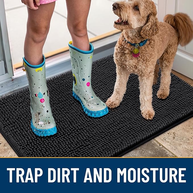 Smiry Dog Door Mat for Muddy Paws 59x32, Absorbent Dirt Trapper, Non-Slip - Image 3