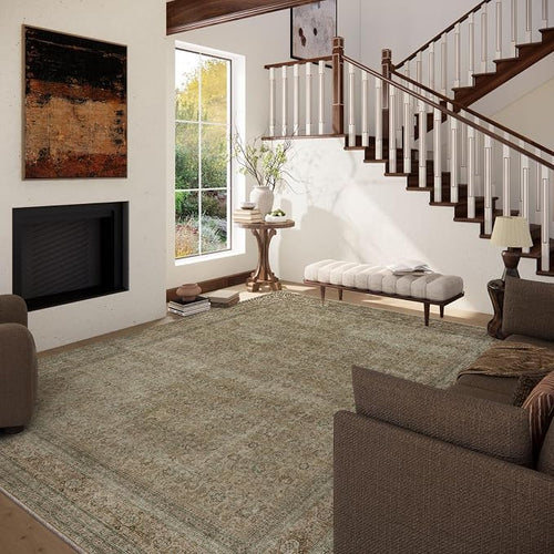 10x12 Area Rugs for Living room: Bedroom Rug Washable Vintage Stain Resistant - Image 2