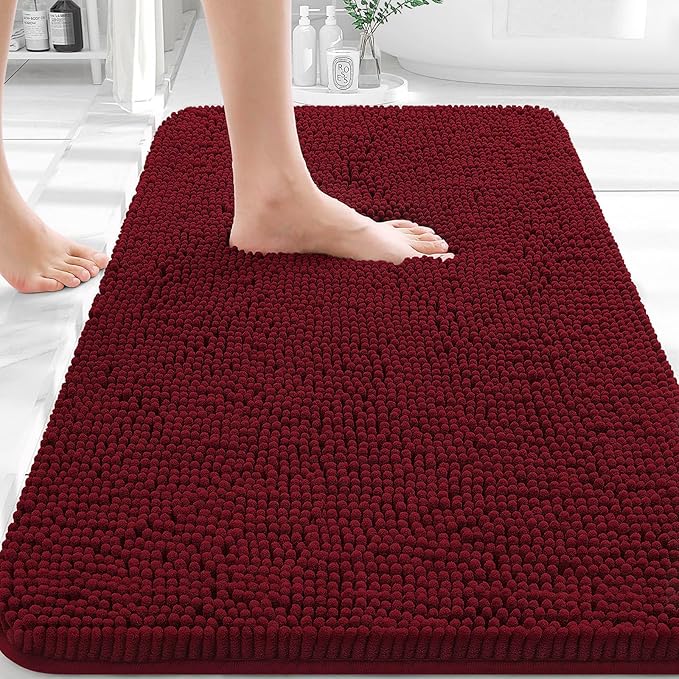 OLANLY Bathroom Rugs 32x20, Extra Soft Absorbent Chenille Bath Rugs, Rubber by OLANLY