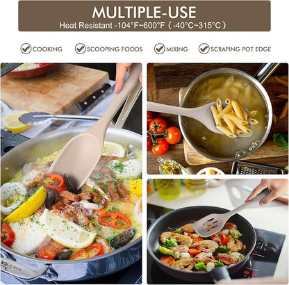HOTEC Heat Resistant Silicone Cooking Spoon Spatula, Large Kitchen Solid and - Image 5
