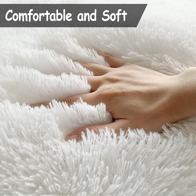 Soft Fluffy White Rug for Bedroom Living Room, 4x6 Furry Cream Area Rug Soft - Image 2