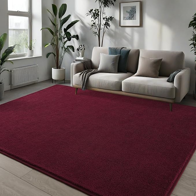 Pettop 4x6 ft Burgundy Red Area Rugs - Image 3