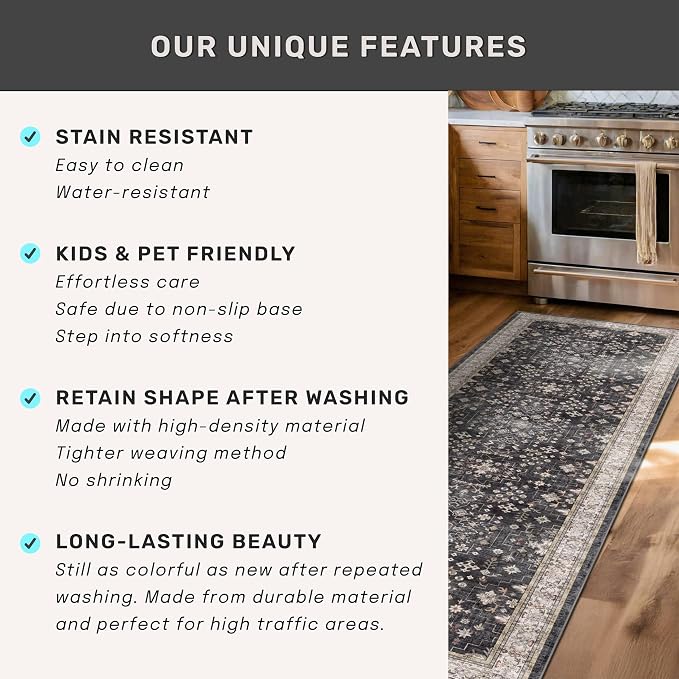 Hazo Haus Black Boho Washable 3x12 Extra Long Runner Rug - Image 7