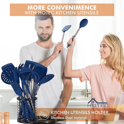 HOTEC 446°F Heat Resistant Silicone Kitchen Utensils, BPA Free Cooking Utensil - Image 3