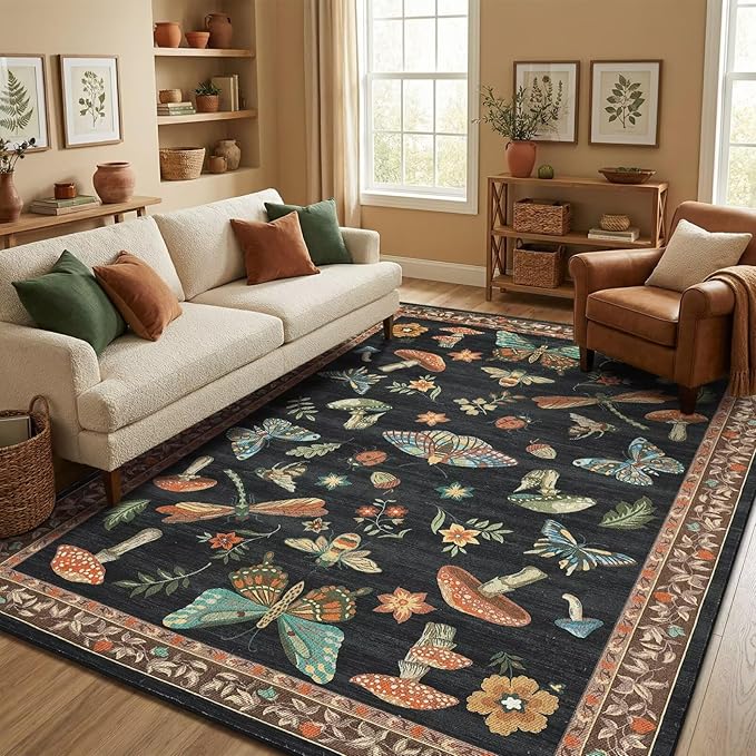 ROYHOME Mushroom 6x9 Area Rugs for Living Room Low-Pile Whimsical Cottage Core by ROYHOME