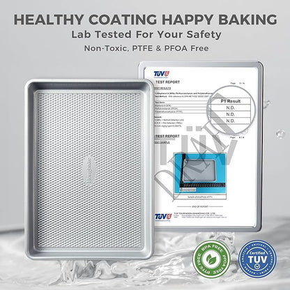 HONGBAKE Naturally Non Toxic Baking Sheet Pan Set of 3, Heavy Duty Aluminized - Image 2