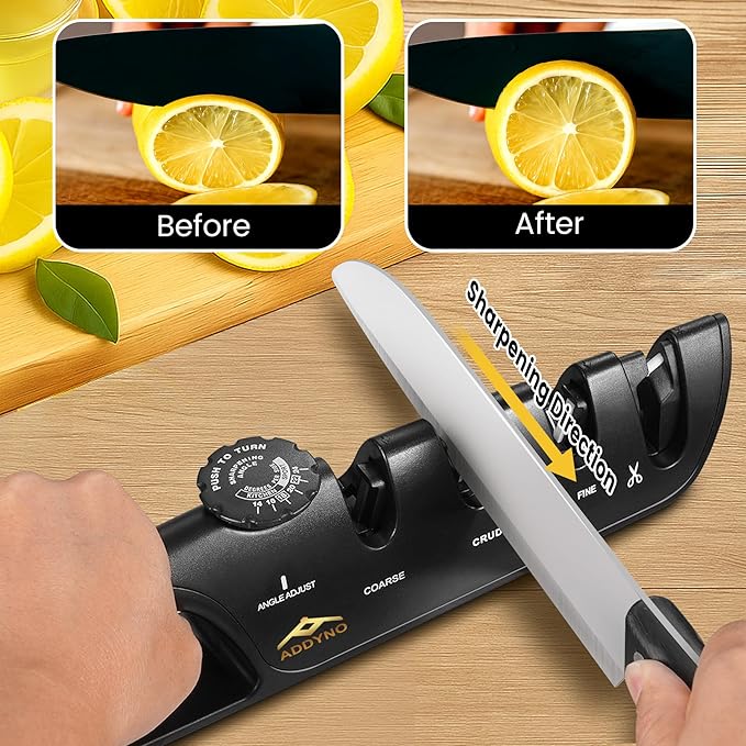 4-in-1 Knife Sharpener with Angle Guide, Adjustable Edge, 3-Stage - Image 4