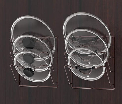 Simple Houseware Cabinet Door/Wall Mount Pot Lid Organizer Rack, Bronze - Image 4