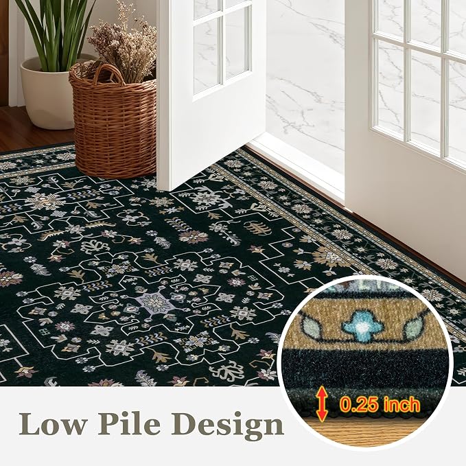 Round Area Rug for Living Room: 6ft Washable Vintage Boho Soft Thin Circle Rug - Image 8