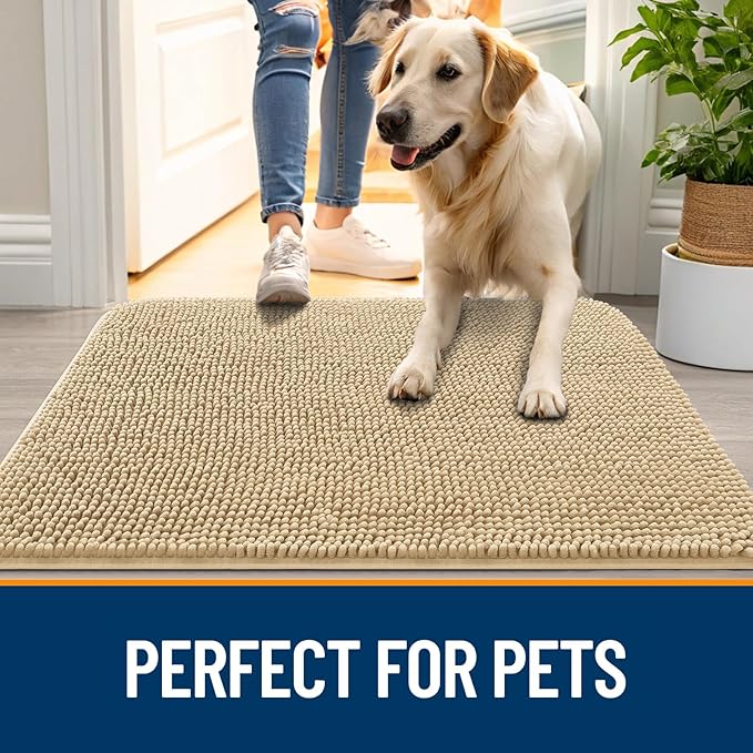 OLANLY Dog Door Mat for Muddy Paws 70x35, Absorbs Moisture and Dirt, Absorbent - Image 6