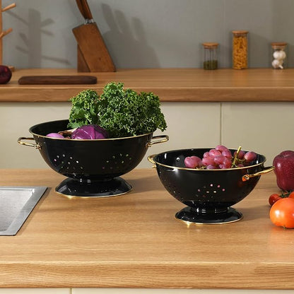 Metal Colander 2 Pack, 3.5 Quart Powder Coated Self-draining Solid Ring Base - Image 7