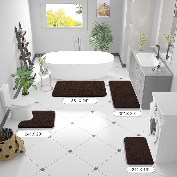 OLANLY Large Bathroom Rugs 45x27, Extra Soft Absorbent Chenille Bath Rugs - Image 2