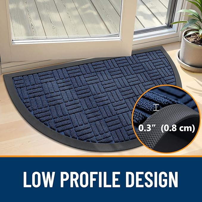OLANLY Half Circle Door Mat Outside Entrance 29.5x17, Heavy Duty Sturdy Natural - Image 4